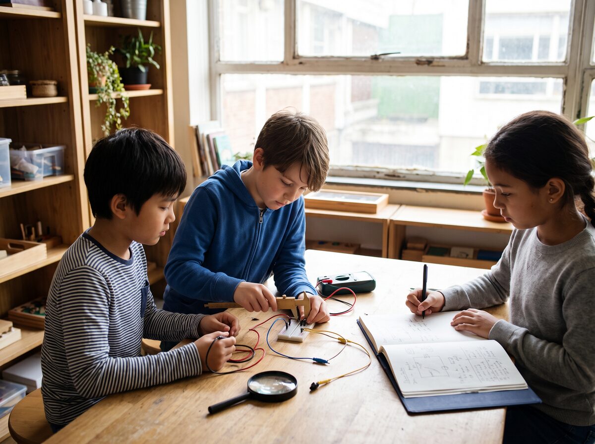 Grades 3–5 students conducting a collaborative hands-on investigation